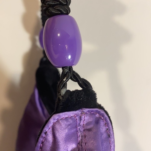 Vintage Y2K Purple Metallic Satin & Black Velvet Handbag Purse Clutch 00s 90s - Picture 7 of 8